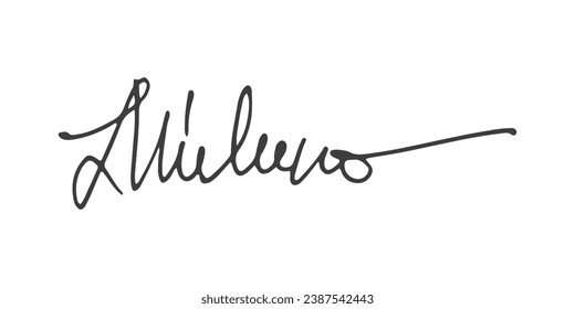 Signature Vector. hand drawn Autograph. Written black signature isolated on white background. Handwritten autograph. Handwriting Signature by pen. Writing sign sketch. Scrawl signature illustration.
