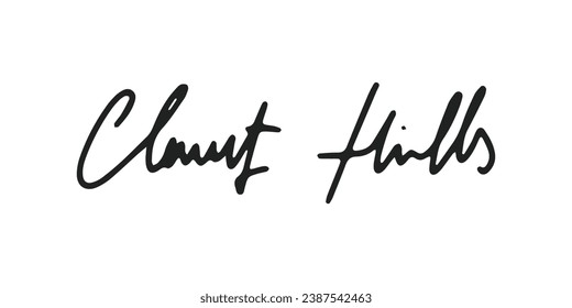 Signature Vector. hand drawn Autograph. Written black signature isolated on white background. Handwritten autograph. Handwriting Signature by pen. Writing sign sketch. Scrawl signature illustration.