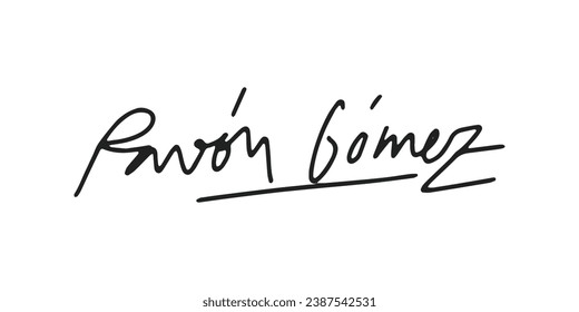 Signature Vector. hand drawn Autograph. Written black signature isolated on white background. Handwritten autograph. Handwriting Signature by pen. Writing sign sketch. Scrawl signature illustration.
