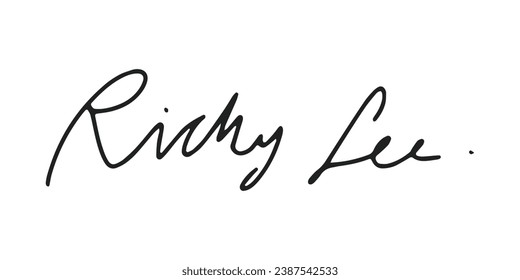 Signature Vector. hand drawn Autograph. Written black signature isolated on white background. Handwritten autograph. Handwriting Signature by pen. Writing sign sketch. Scrawl signature illustration.