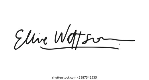 Signature Vector. hand drawn Autograph. Written black signature isolated on white background. Handwritten autograph. Handwriting Signature by pen. Writing sign sketch. Scrawl signature illustration.