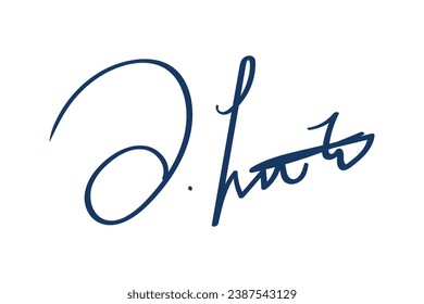 Signature Vector. hand drawn Autograph. Written blue signature isolated on white background. Handwritten autograph. Handwriting Signature by pen. Writing sign sketch. Scrawl signature illustration.