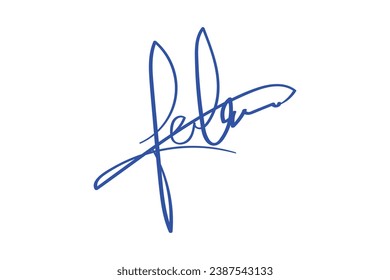 Signature Vector. hand drawn Autograph. Written blue signature isolated on white background. Handwritten autograph. Handwriting Signature by pen. Writing sign sketch. Scrawl signature illustration.