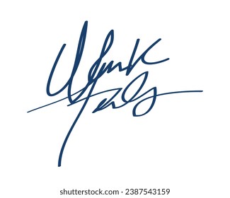 Signature Vector. hand drawn Autograph. Written blue signature isolated on white background. Handwritten autograph. Handwriting Signature by pen. Writing sign sketch. Scrawl signature illustration.
