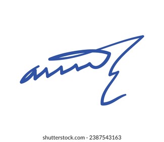 Signature Vector. hand drawn Autograph. Written blue signature isolated on white background. Handwritten autograph. Handwriting Signature by pen. Writing sign sketch. Scrawl signature illustration.