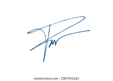 Signature Vector. hand drawn Autograph. Written blue signature isolated on white background. Handwritten autograph. Handwriting Signature by pen. Writing sign sketch. Scrawl signature illustration.