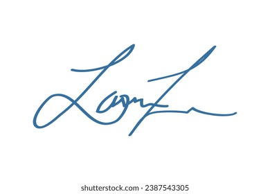 Signature Vector. hand drawn Autograph. Written blue signature isolated on white background. Handwritten autograph. Handwriting Signature by pen. Writing sign sketch. Scrawl signature illustration.
