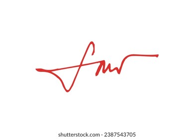 Signature Vector. hand drawn Autograph. Written red signature isolated on white background. Handwritten autograph. Handwriting Signature by red pen. Writing sign sketch. Scrawl signature illustration.