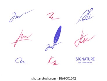 Signature - vector icons set on white background. Symbol for web, infographics, print design and mobile UX UI kit. Vector illustration, EPS10.