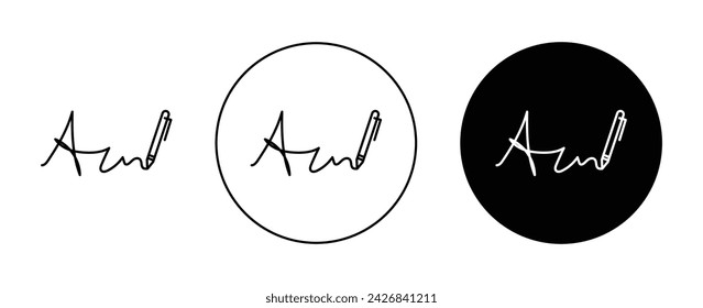 Signature Vector Illustration Set. Contract Pen Sign Sign in Suitable for Apps and Websites UI Design Style.