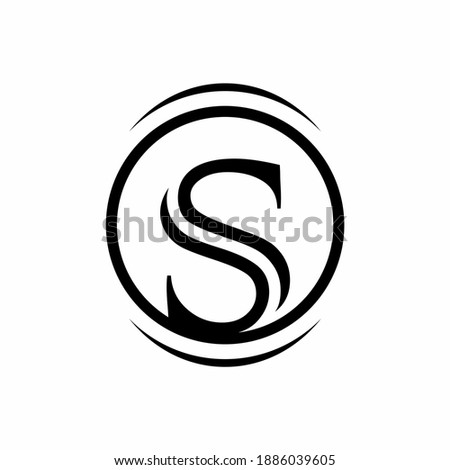 Signature vintage stye of S letter in circle vector logo template design by adipra