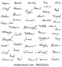 Signatures set fictitious contract signatures business autograph illustration