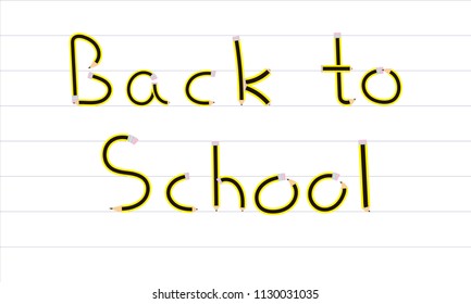 Signboard announcing the back to school written with a brush in the form of a pencil.