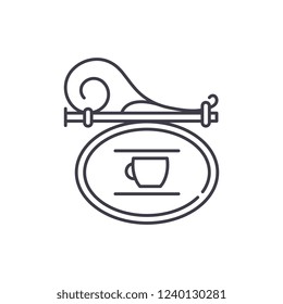 Signboard cafe line icon concept. Signboard cafe vector linear illustration, symbol, sign