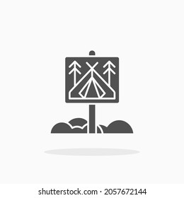Signboard Camp icon. Glyph or Solid style. Vector illustration. Enjoy this icon for your project.