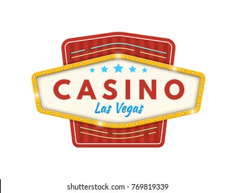 Signboard of casino Las Vegas. Jackpot, lucky, success, financial growth, money profit. Slot machine in casino, lottery, roulette, gambling. Winner leader happy man Vector illustration