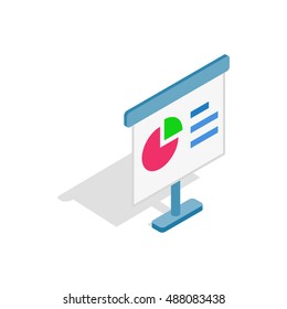 Signboard with chart icon in isometric 3d style isolated on white background. Compute symbol