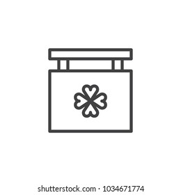 Signboard with clover outline icon. linear style sign for mobile concept and web design. Saint Patricks Day simple line vector icon. Symbol, logo illustration. Pixel perfect vector graphics