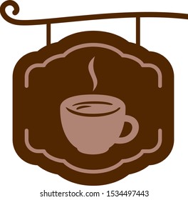 Signboard with a cup of coffee illustration