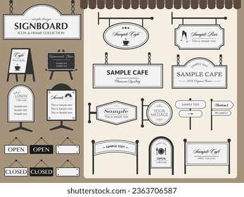 Signboard design icon frame set