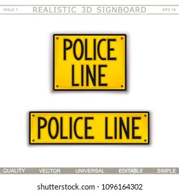 Signboard design. Police Line. Do Not Cross. Car license plate stylized. Vector elements