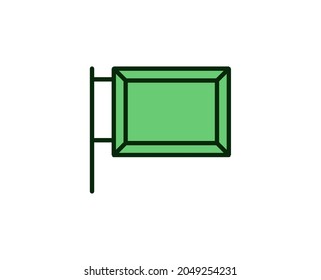 flaches Symbol auf der Zeichenfläche. Leuchtende Zeichen für Design-Logo, Visitenkarte usw. Einmaliges, qualitativ hochwertiges Umrisssymbol für Webdesign oder mobile App. Marketing-Rahmenbild-Piktogramm.