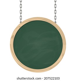 Signboard hanging on chains