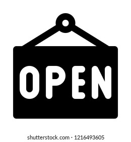 Signboard hanging with text open