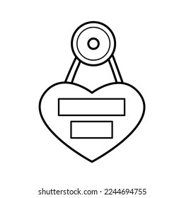 Signboard heart. Black and white vector image. Coloring.