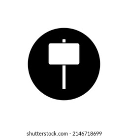 Signboard icon in black round