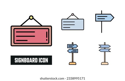 Signboard Icon Vector Illustration. Signboard Lineal Color Icon