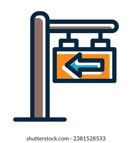 Signboard Left Vector Thick Line Filled Dark Colors Icons For Personal And Commercial Use.
