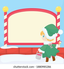 Signboard and Little Christmas Elf