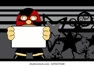 signboard mexican wrestler cartoon expression background in vector format 