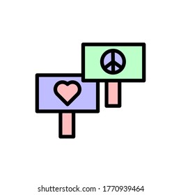 Signboard, peace, heart icon. Simple color with outline vector elements of flower children icons for ui and ux, website or mobile application