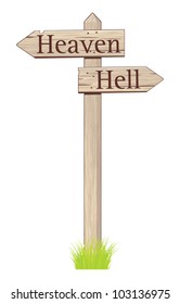 Signboard of road to heaven and hell.