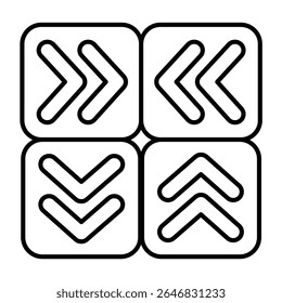 Signboard with route direction arrows thin line icon, making road concept. Vector graphics. Traffic shift road signal lamps sign on white background, style mobile or design