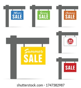 signboard of sale set illustration in colorful