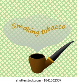 Signboard of a shop selling tobacco smoking pipes. Smoking pipe. Tobacco shop showcase. Smoker. Smoking cigarettes. The harm of nicotine. Place for your text. Passive smoker. Nicotine in a cigar.