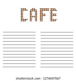 Signboard for shops, cafes, clubs and restaurants. Abstract illustration of the inscription cafe. Template for packages, banners, posters, invitations, advertisements. Background and text the menu.