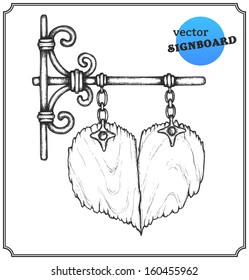 Signboard in a sketch style. Hand-drawn vector illustration.