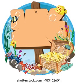 signboard submarine and treasure