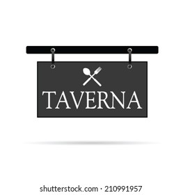 signboard for taverna vector illustration on white