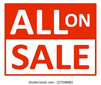 Signboard with text: sale all. Can be used for mass sale of things.