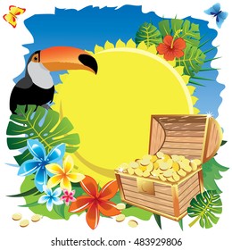 signboard treasure and toucan