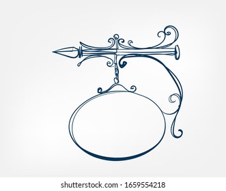 Vektorillustration-Kunstlinie mit Schildern, einzelne Dodgrafik