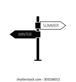 signboard winter summer black vector illustration