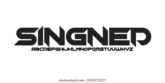 Signed, Abstract technology science alphabet lowercase font. digital space typography vector illustration design