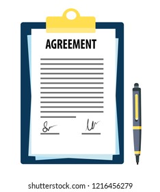 signed agreement with pen