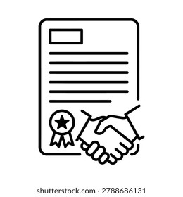Signed business contract with handshake icon contract handshake agreement
